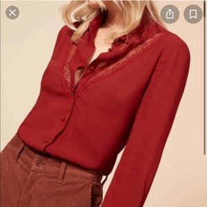 NWT Reformation Paulina Top in Crimson SZ S